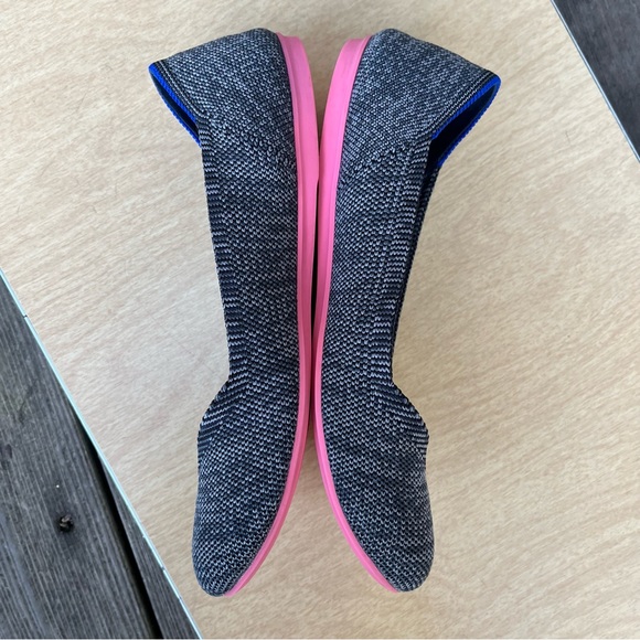 Rothy’s Grey Birdseye Pink Sole Round Toe Flats Sz 6 - Picture 11 of 15